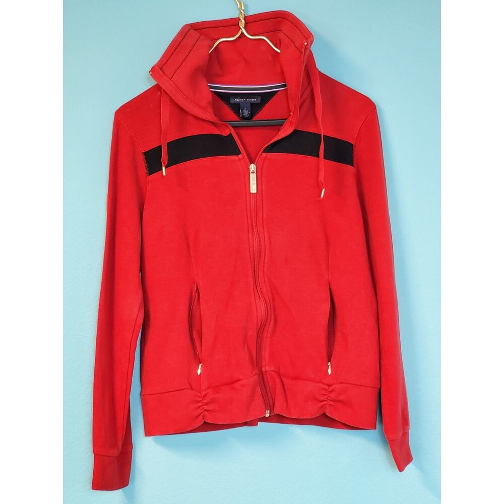 Tommy Hilfiger Womens Lightweight Zip Up Sweatshirt Jacket Red Medium M